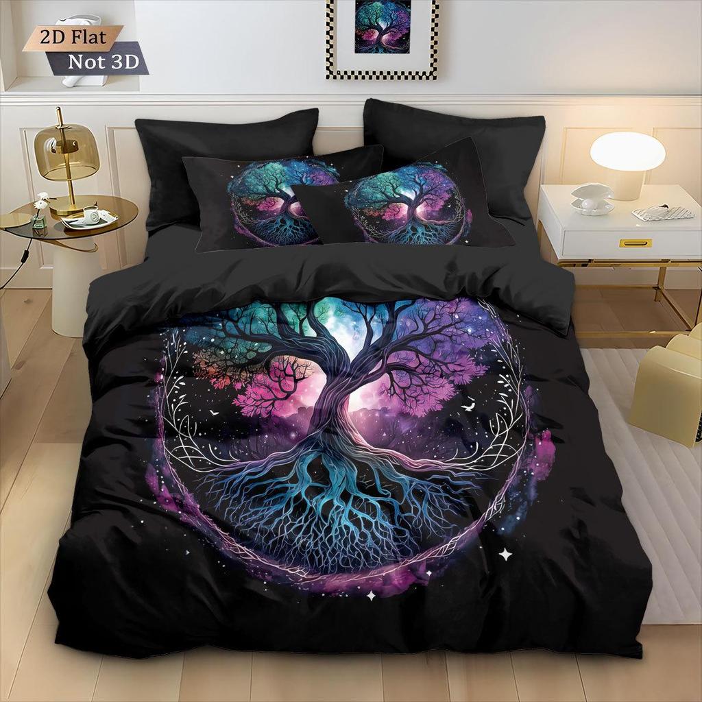 Customizable Tree of Life 3D Flannel Duvet Cover Set - 3-Piece Home Textile