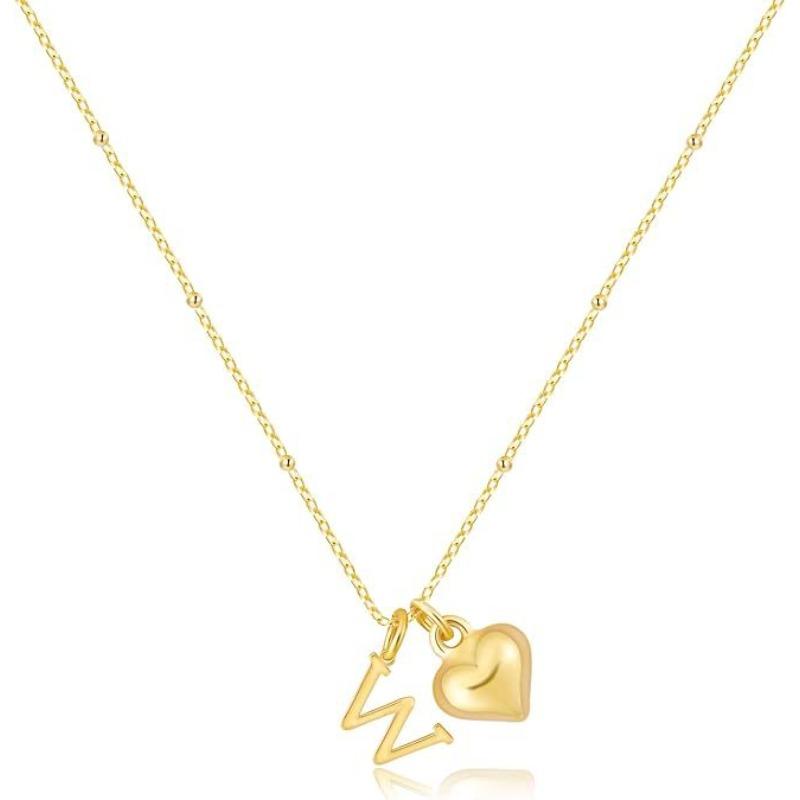 Fashion Luxurious Style 26 Letter Heart Necklace - Gold Plated - Simple and Versatile Women's Necklace