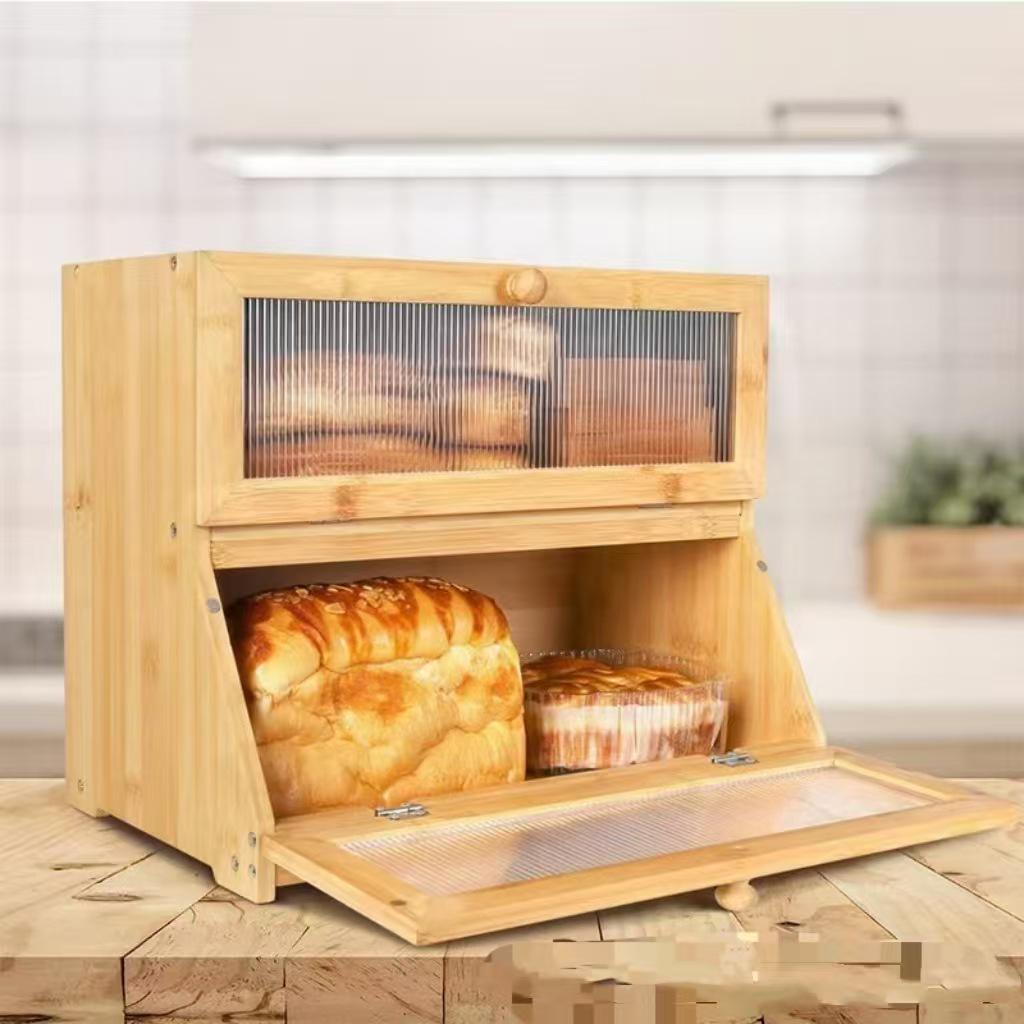 Double-Layer Kitchen Bread Box: Large Capacity, Dustproof Storage Bin