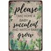 Vintage Cactus Succulent Metal Poster Wall Art Decor 12x8 Inch  Vintage Metal Tin Sign Cactus Succulent Wall Decor 12x8 Inch