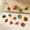 1Piece 304 Stainless Steel Charms 18K Gold Plated Enamel Strawberry Acorn Snail Mushroom Pendant For DIY Necklace Jewelry Making