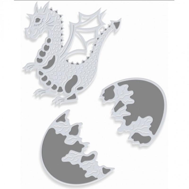 Šablony na vyřezávání kovů Dragon and Egg pro DIY scrapbookové fotoalbum Papírová karta Dekorativní řemeslo