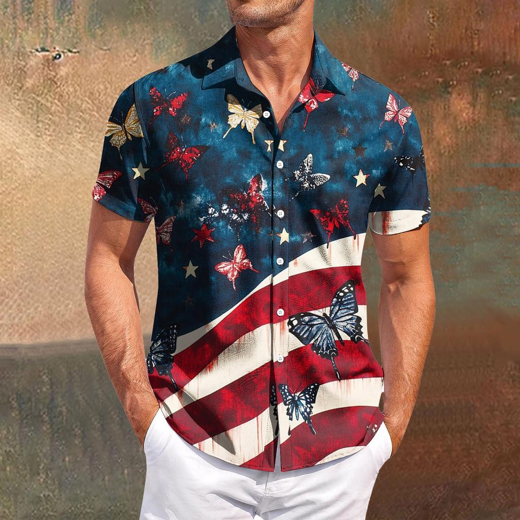 Pánské ležérní tričko s krátkým rukávem, úzké módní pánské s kostkovaným potiskem