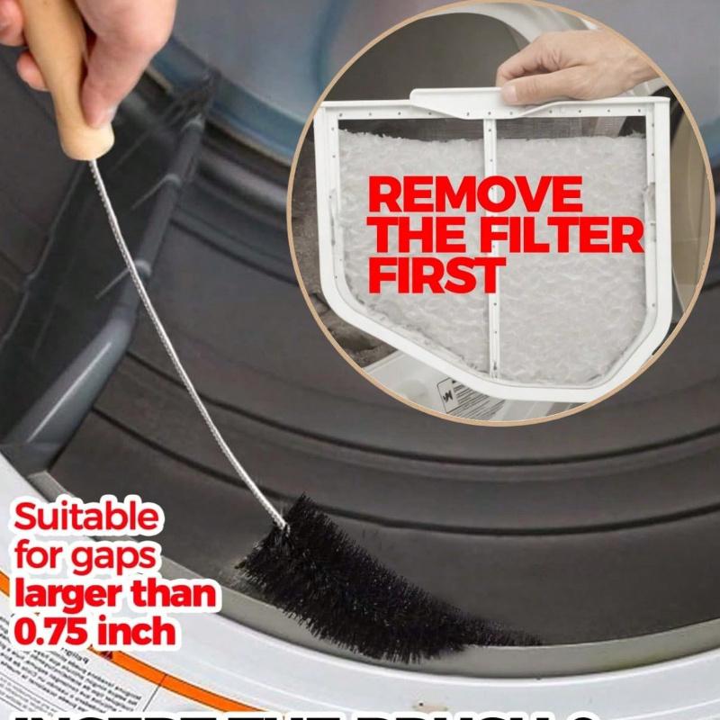 1 Pack Dryer Vent Cleaner Kit Dryer Lint Brush Vent Cleaner Long Flexible Refrigerator Dryer Lint Vent Trap Brush Gas Electric Fire Prevention Exhaust