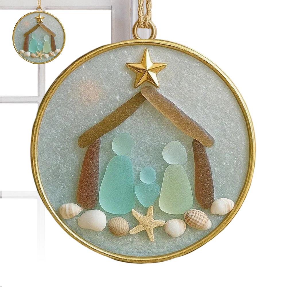 Christmas Tree Ornaments Acrylic Christmas Coastal Decoration Beach Themed Pendant For Window Wall Living Room Holiday Home