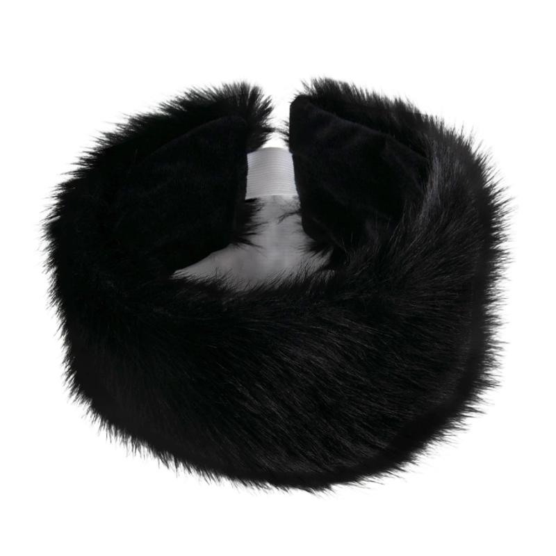 Thick Faux Furs Headbands Hat Windproof Hairband for Winter Warmth Comfortable Open Top Elastic Headwrap for Outdoor 2PCS