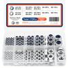 175pcs Stainless Steel Lock Nuts & Hex Nuts Assortment Kit, M3 M4 M5 M6 M8 M10, Assorted Metric Nylon Insert Lock Nuts & Hex Nut Set