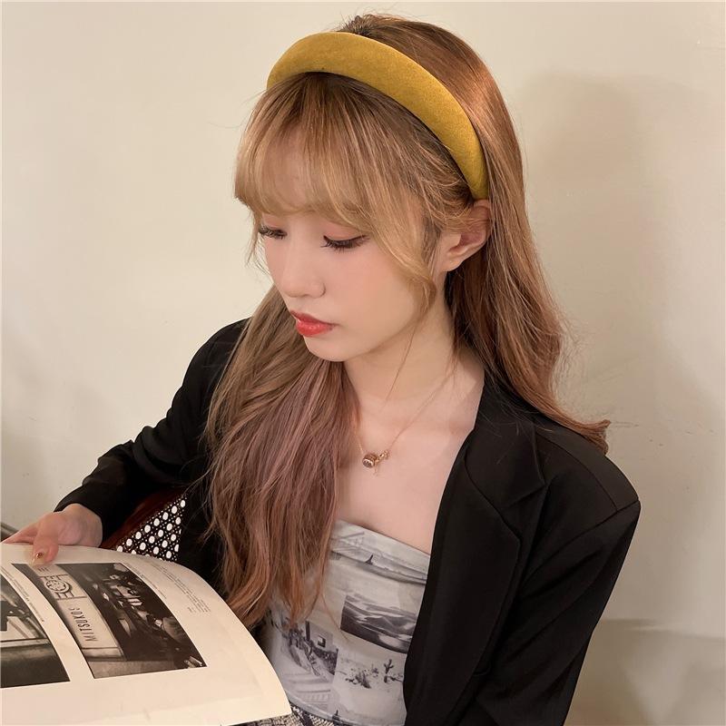 Korean Version Imported Autumn and Winter Retro Suede Face Wide Edge Pressure Hair Headband Internet Celebrity High Skull Top Out Hairpin Woman