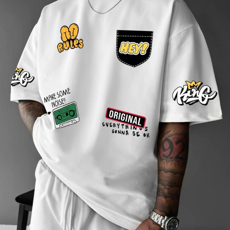 

Летняя уличная мода Футболка с коротким рукавом и принтом букв Круглый вырез Европейский и американский стиль Мужская Женская Футболка Топы 3XL