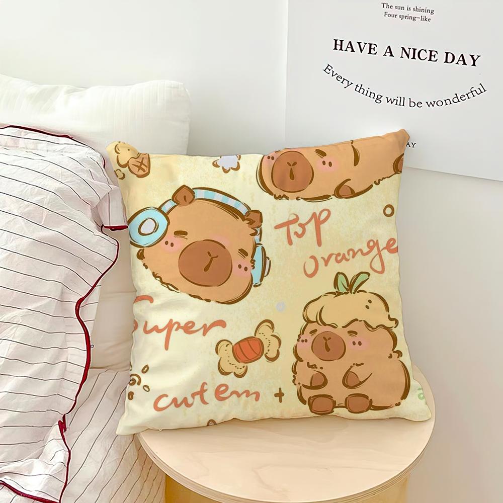 Kapybara Kreslená Roztomilý Povlak na polštář Pohovka Obývací pokoj Ložnice Čelo postele Opěrka zad Čtvercový polštářek Doba spánku
