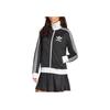 adidas Originals Letter Logo Striped Stand Collar Jacket Women Jackets Black HZ3743