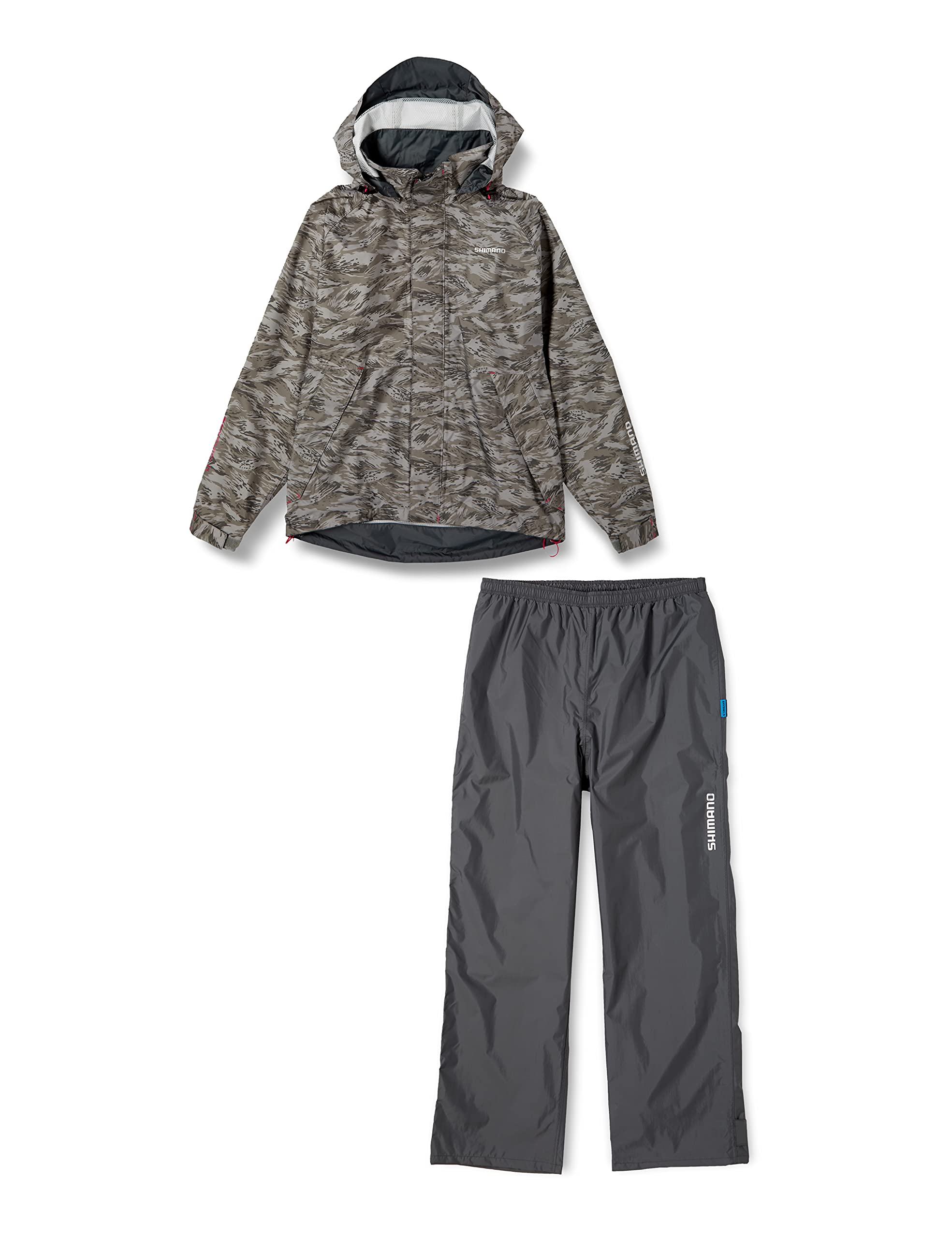 

SHIMANO DS Basic Rain Suit Gray Pacific Size Breathable and for Fishing RA-027Q Camo, S, Waterproof,