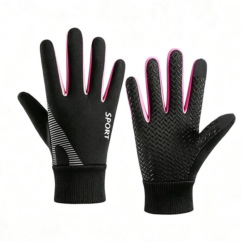 "Kids' Warm Non-Slip Waterproof Gloves with Velvet Lining for Bike Riding"