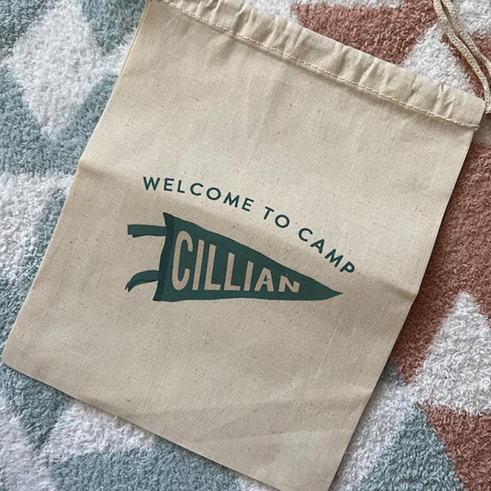Personalized 4Pcs Goodie Bag Pennant Name Camp Party Theme Birthday Party Favor Drawstring Candy Bags Baby Shower Boy Girl Gift