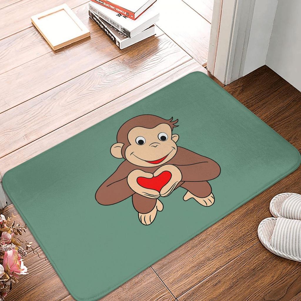 Curious George Cartoon Doormat Kitchen Entrance Home Floor Mat Non-slip Carpet Rug for Balcony Footpad Mats