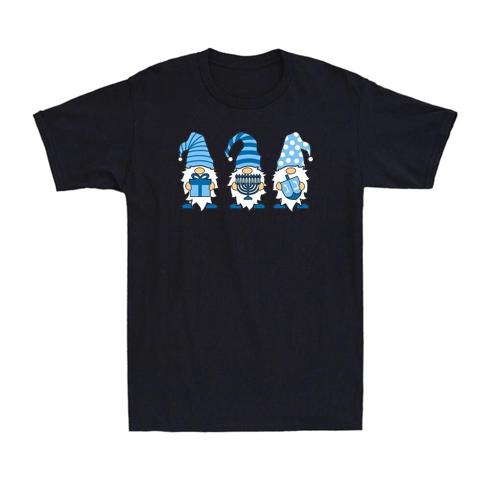 Hanukkah Gnomes Chanukah Cute Gnome With Menorah Dreidel Gift Men s T-Shirt L