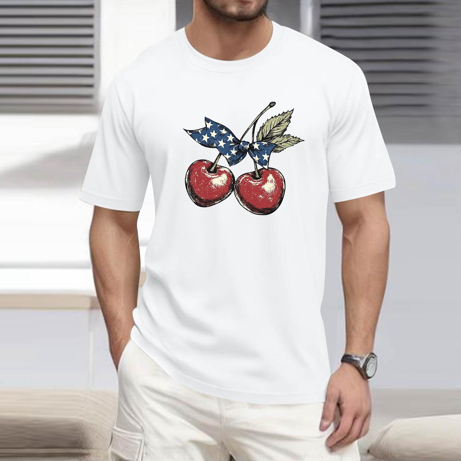 

Men s T Shirt Tee Print Short Sleeve Daily Weekend Fashion Round Neck Top XXL білий