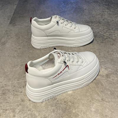 Leder Innenhöhe erhöhen weiße Schuhe Damenschuhe Frühling und Sommer 2025 neu leichte dicke Grundplatte Schuhe lässige Sportschuhe