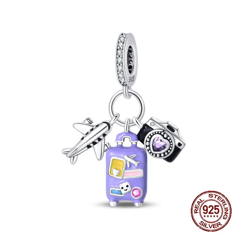 Klassischer Kupfer Eiffelturm Koffer Berühmte Sehenswürdigkeiten Charms Perlen Passend für 3mm Original Armbänder DIY Schmuck Geschenk