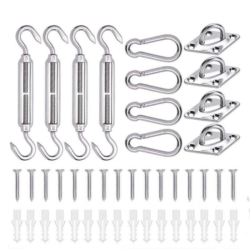 Stainless Steel Sunshade Fixing Accessories Set for Garden, Sunshade Sail Fixing Kits Heavy Duty Awnings Attachments Set