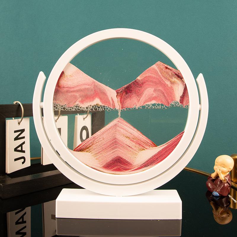 Rotatable Sandscape Moving Sand Art Picture Round Glass Deep Sea 3D Hourglass Quicksand Flowing Sand Painting Home Decor Gifts