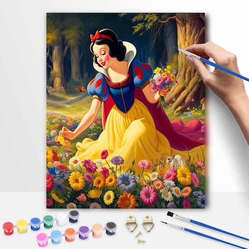 Disney Snow White oil painting art painting kit handmade diy gift home decoration flower meadow princess wall art decor craft hobby set