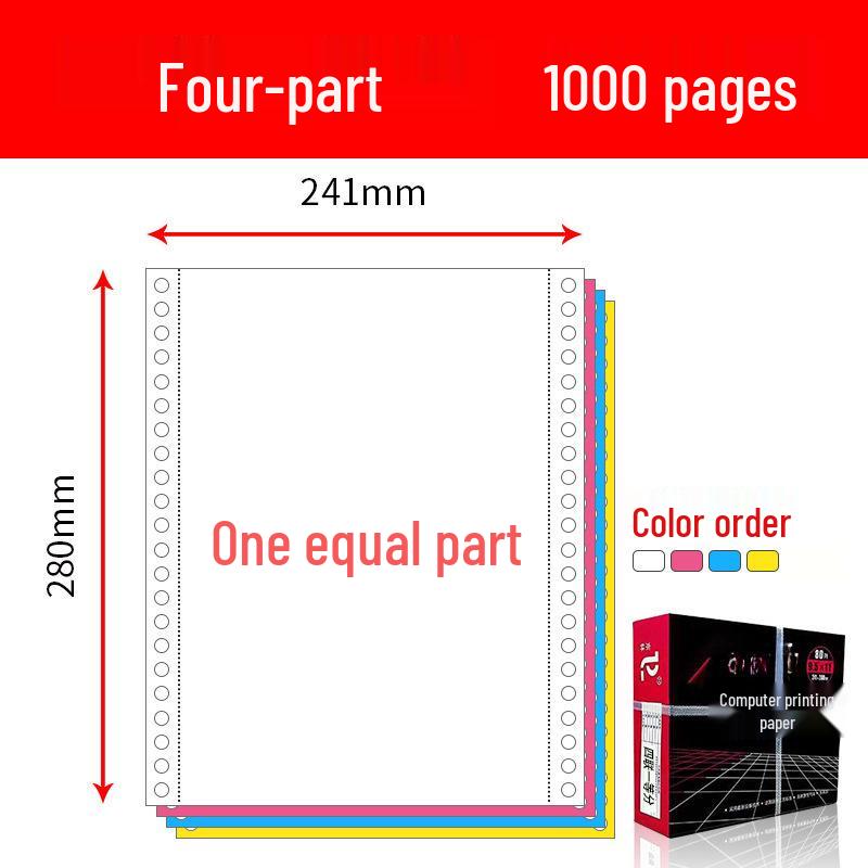 Pinfeed Computer Print Paper: Available in 1 to 5 parts, 241 vouchers, with options for two or three equal parts.