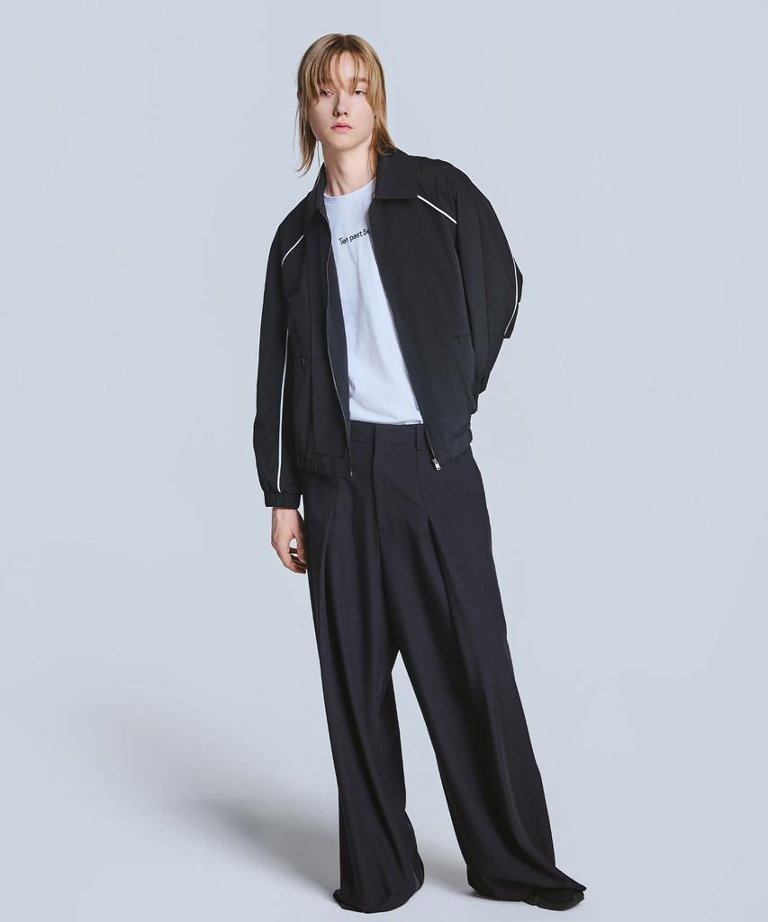Ten Past Seven Contrast Piping Blouson Jacket - Black
