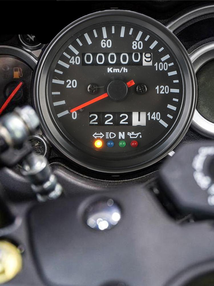 For Cafe Racer Motorbike with LED Signal Light 12V Odometer Gauge Backlight Indicator Universal Motorcycle Speedometer