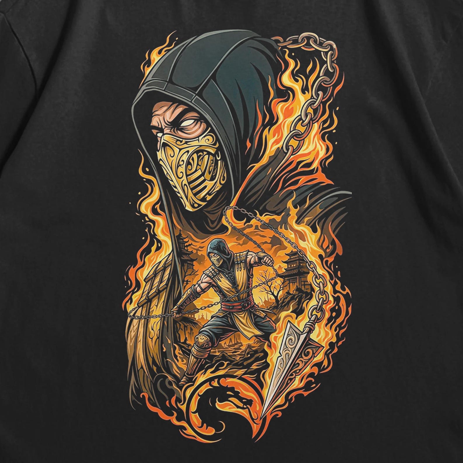 Mortal Kombat T-Shirt, Scorpion Shirt, Mortal Kombat Scorpion, Fighting Game Ninja Shirt, Retro Arcade Tee 3XL