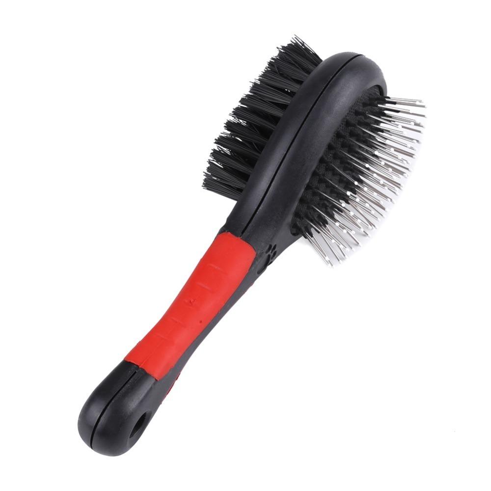 Double Sided Pet Grooming Brush Round Tip Smooth Surface Double Sided Pet Comb Solid Brush Hair Comfort Grip Pet Shedding Comb