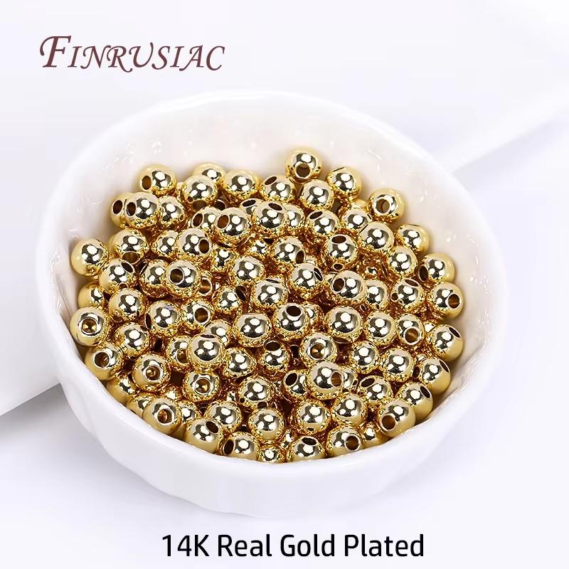 18K Gold Plated Spacer Bead For Jewelry Making,Beads Separators For Bracelet,Metal Round Bead Wholesale,DIY Beading Accessories