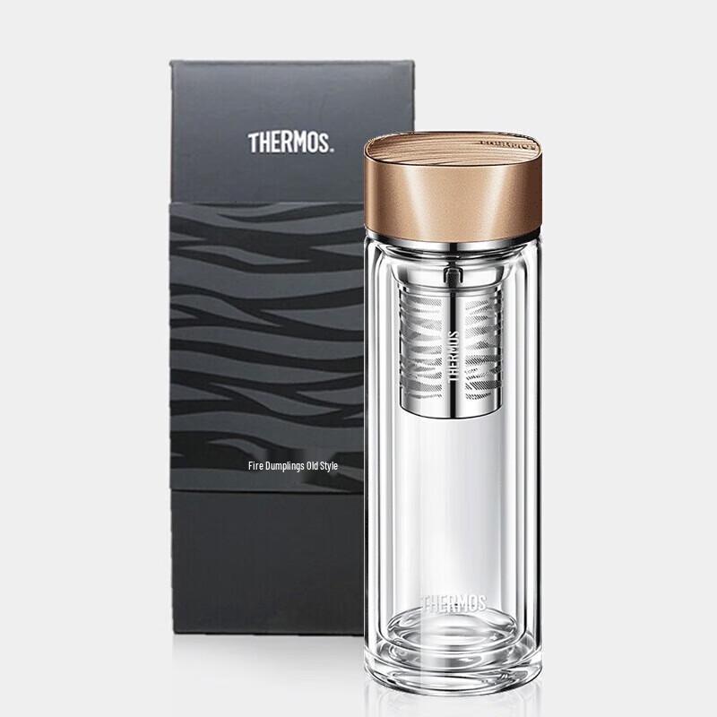 THERMOS 400ML Double Wall Glass Tea Infuser Mug