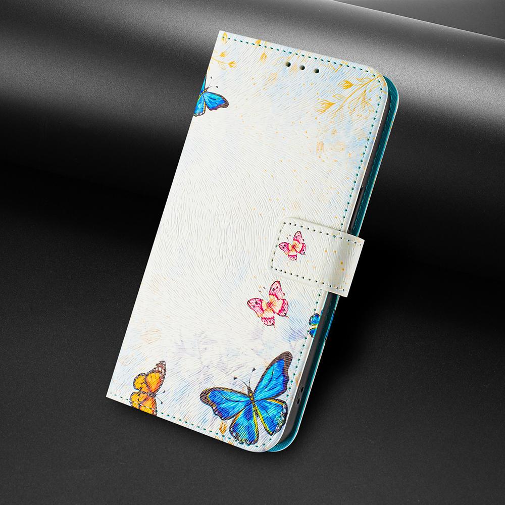 Coloured Drawing Wallet Case for OPPO A3 A3X A18 A38 A40 A60 A80 Reno 12 11 Pro 12F 11F Shockproof Stand Strap Flip Phone Cover