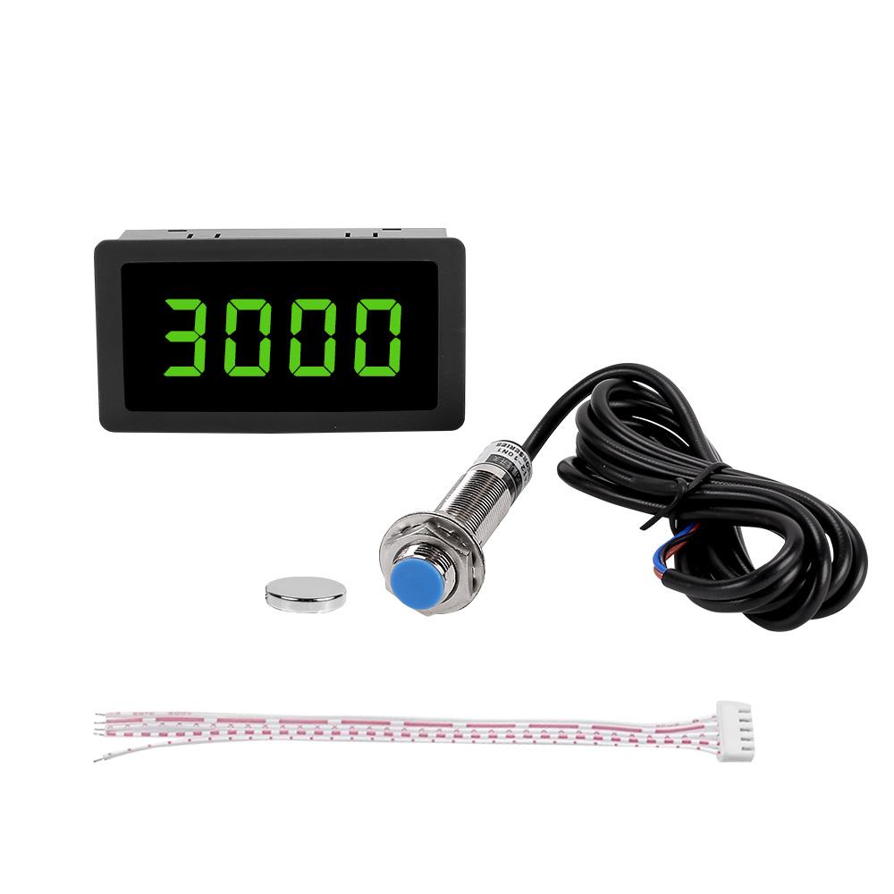 LED Blue Green Tachometer Gauge RPM Speed Meter 4 Digital +Hall Proximity Switch Sensor NPN 12V 24V Accessories Tachometer Sets 1