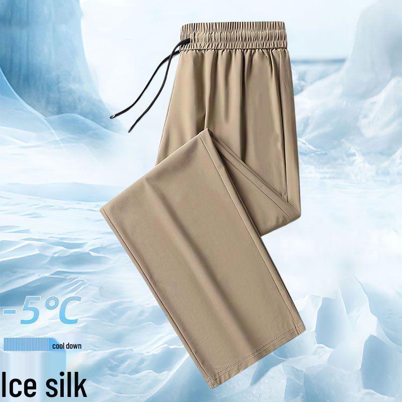 Men's Casual Black Ice Silk Sports Shorts - Lightweight & Loose Fit