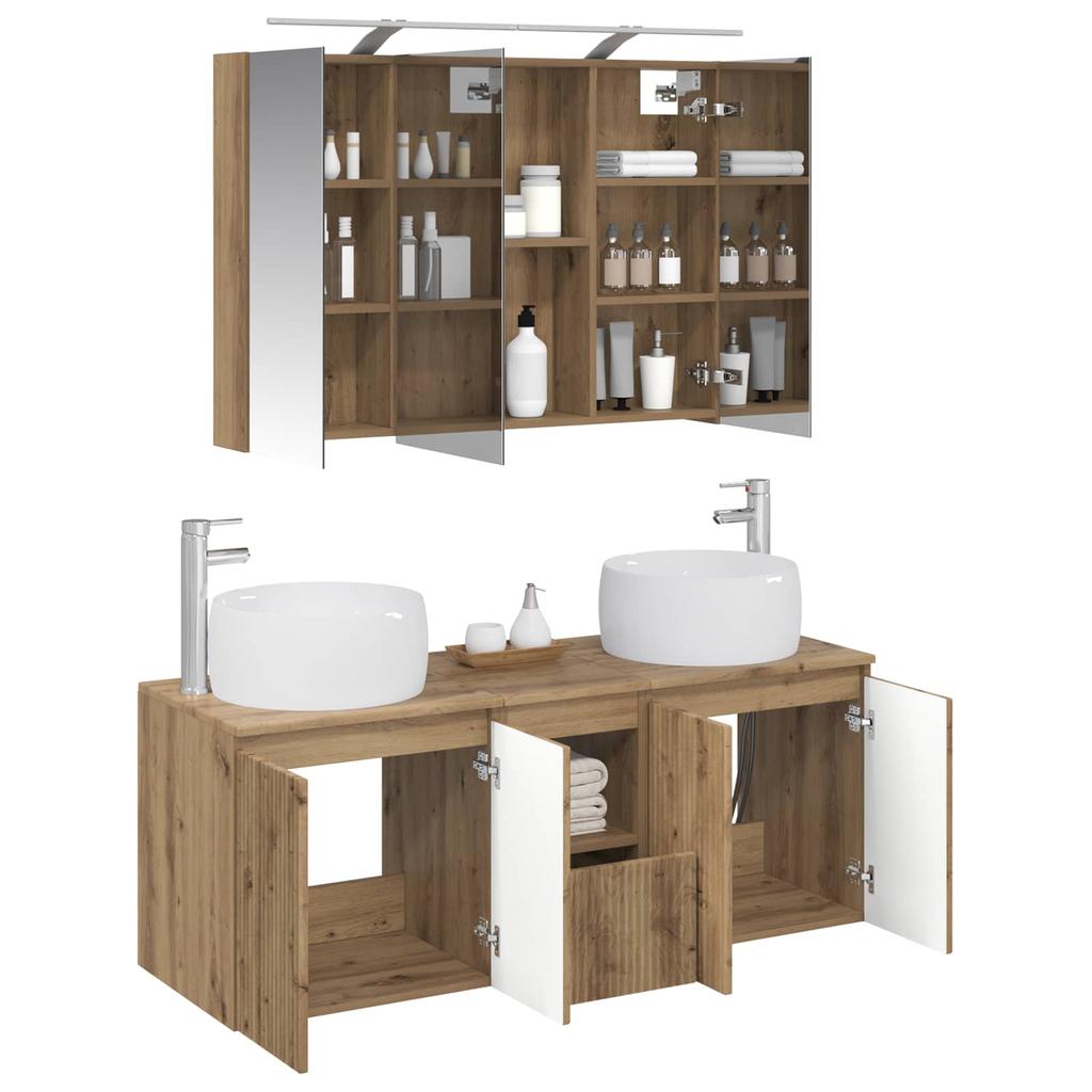 Bathroom Cabinet Set 4 pcs Artisan Oak Wood Based Material