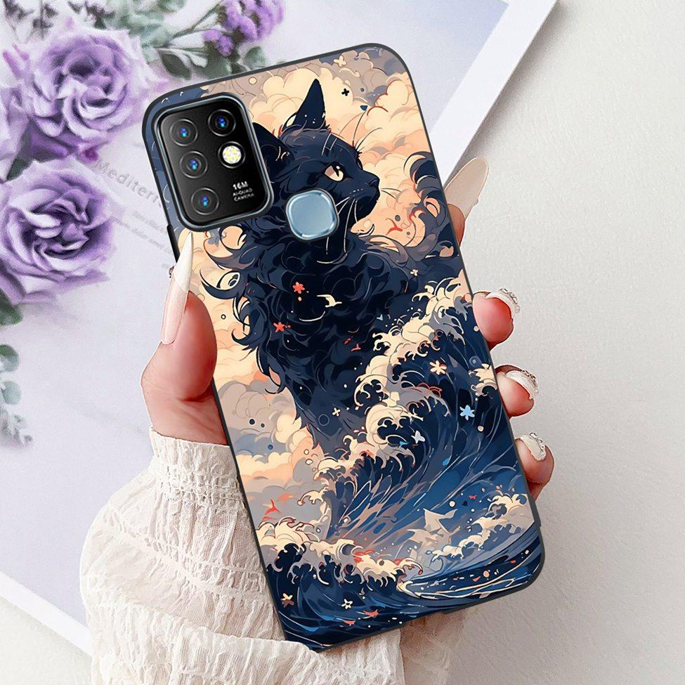 For Infinix Hot 10 Case Silicone Cute Cat Fashion Flowers Luxury Painted Back Cover For Inifnix Hot 10 Phone Case X682B X682C