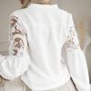 Moda damă ocazional toamnă iarnă imprimeu culoare uni mâneci lungi cu decolteu în V din dantelă bluze și cămăși