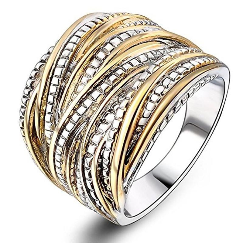 

Huitan Punk Wide Ring for Women Multi-layers Cross Design Finger-ring Hip Hop Rock Personality Female Accessories Hot Zircon 6