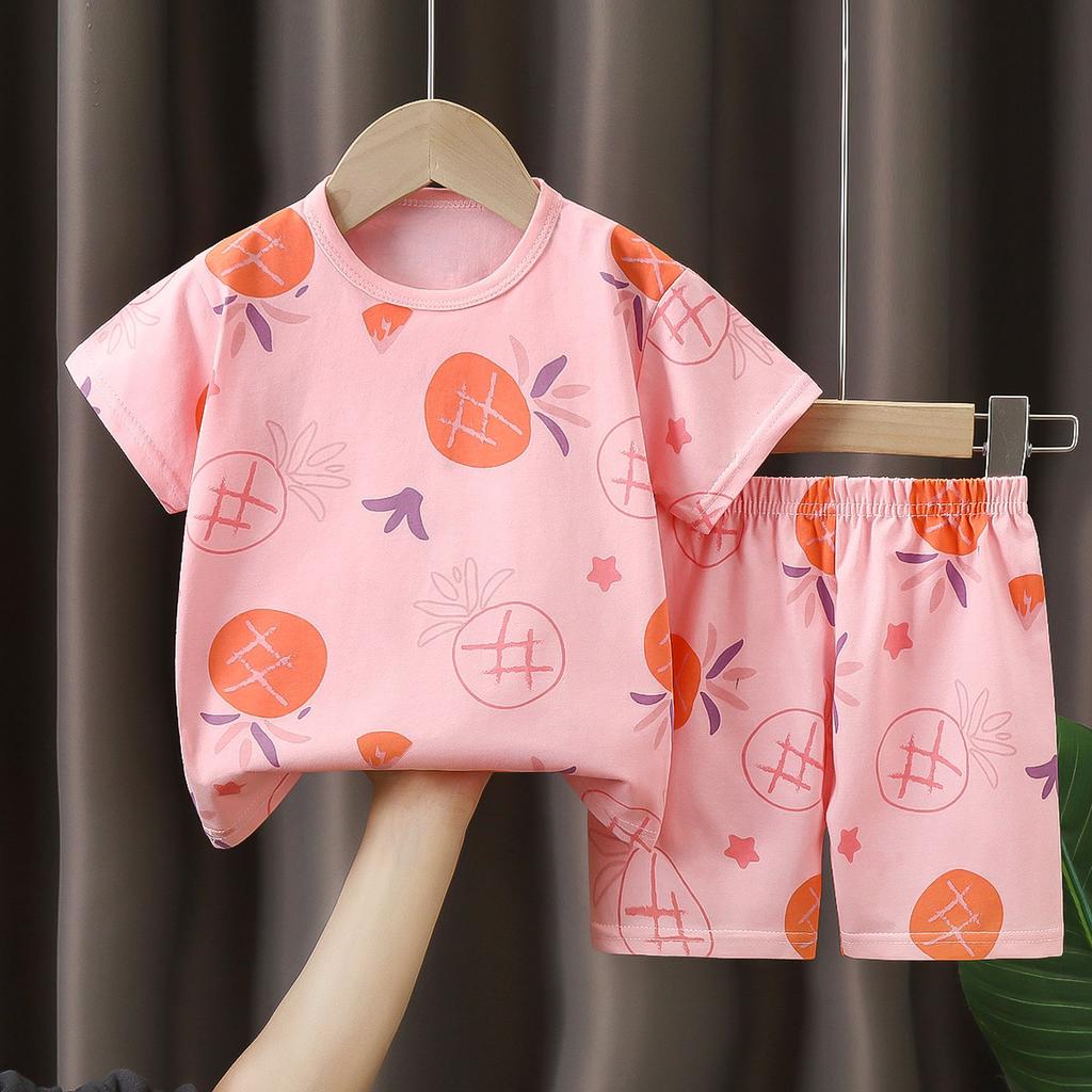 Fashion Toddler Kids 2-Piece Outfit Cartoon Print T-Shirt & Shorts Set