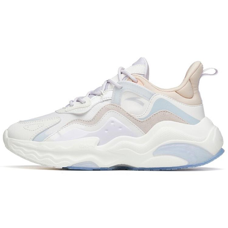 New Anta Life Collection Cushioning Anti Slip And Wear Resistant Low Top Chunky Sneakers Women's White Purple 122218812-3
