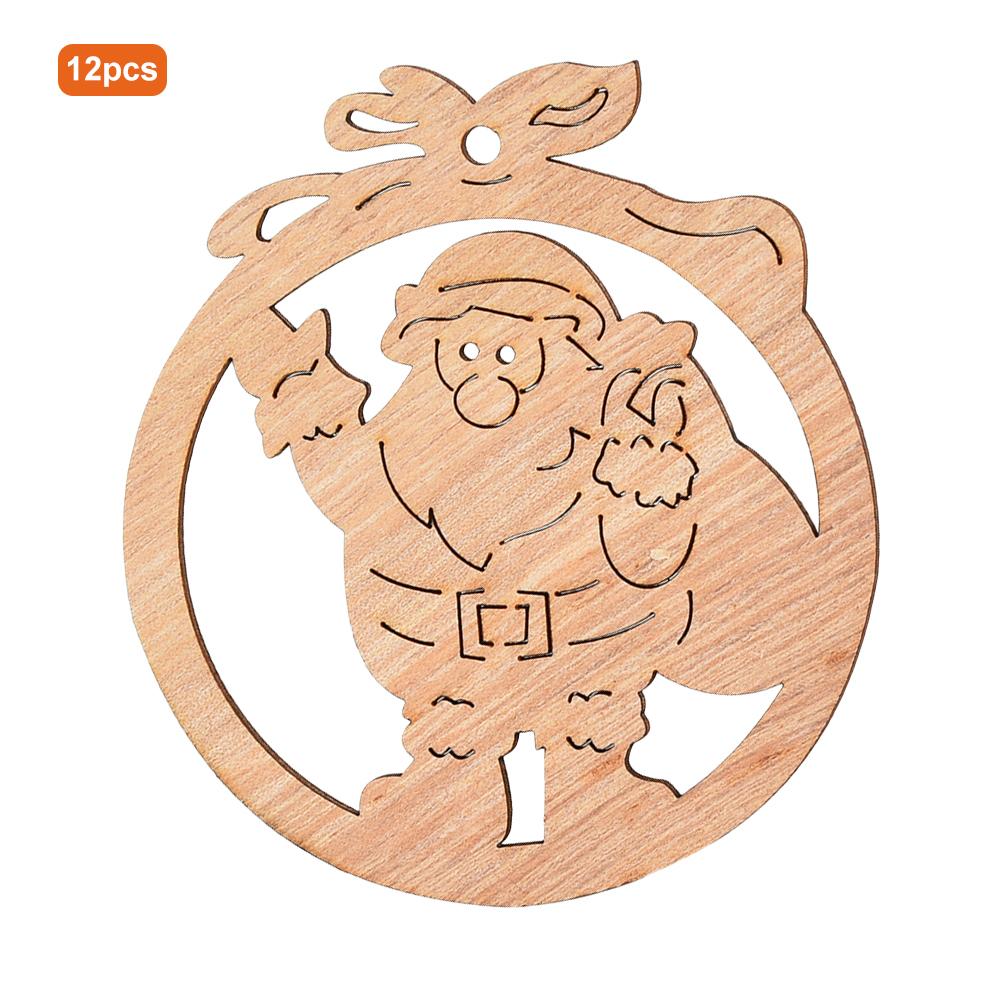 

12 шт. подвесное украшение на рождественскую елку, деревянный Санта-Клаус, снеговик, ангел, свадебное украшение своими руками F