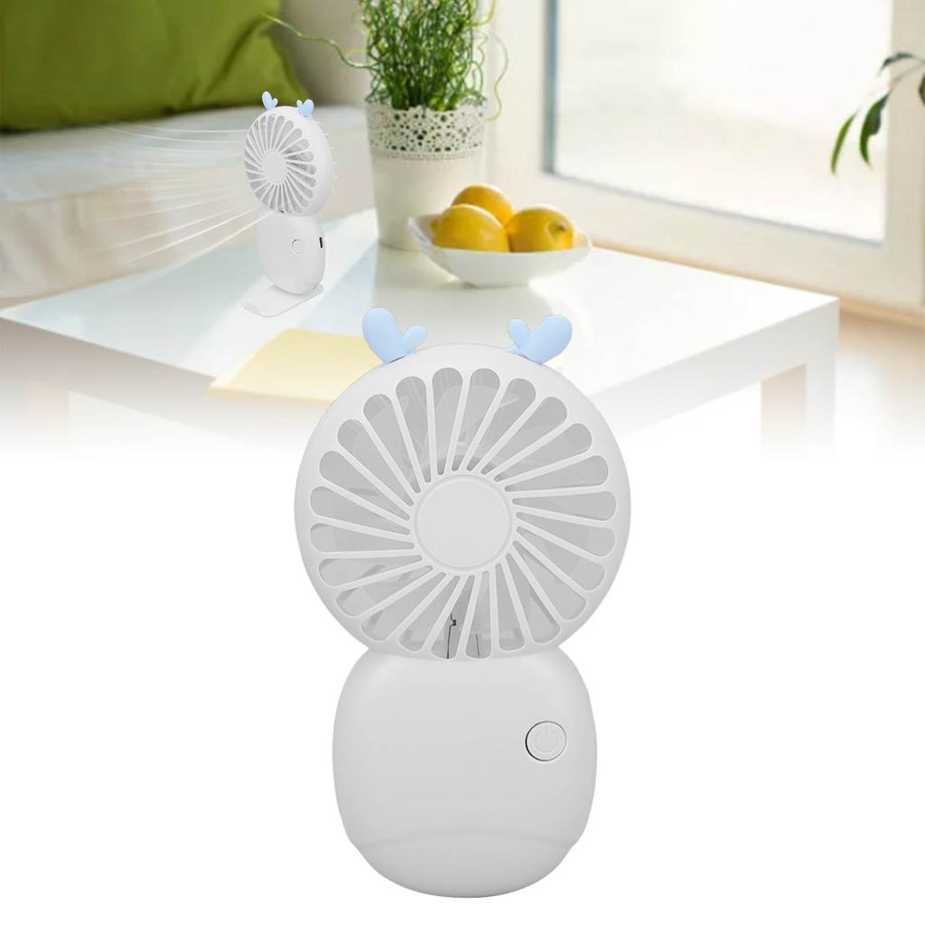 Mini Portable Pocket Fan USB Rechargeable Handheld Fan Speed Adjustable Small Desk Cartoon White Fanner