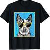 Heeler Portrait Pop Art Australian Cattle Dog Sunglasses Men Women Kids T-Shirt