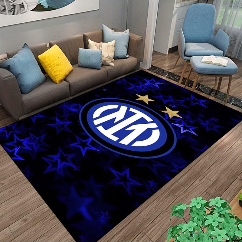 "Blue Star Pattern Carpet with Inter Logo Design for Home Decor" Suitable for use as an anti-slip for living room bedroom sofas