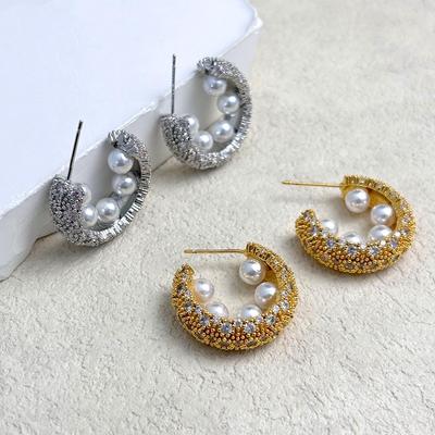 Orecchini artigianali placcati in rame oro 18 carati con zirconi - Moda femminile lussuosa ed elegante