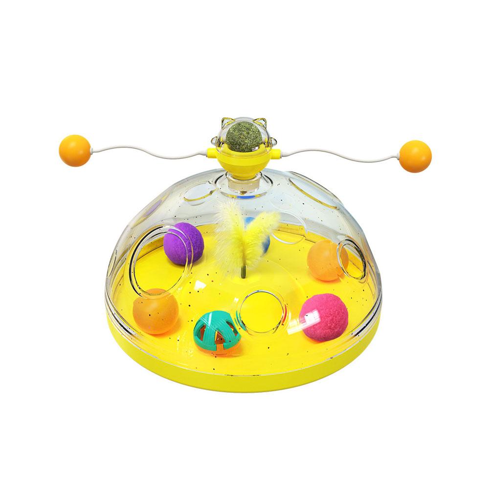 Indoor Multi-Function Cat Toy Track Ball Feather Interactive Catnip Toys for Kittens Turntable Cat Puzzle Toy Funny Interactive