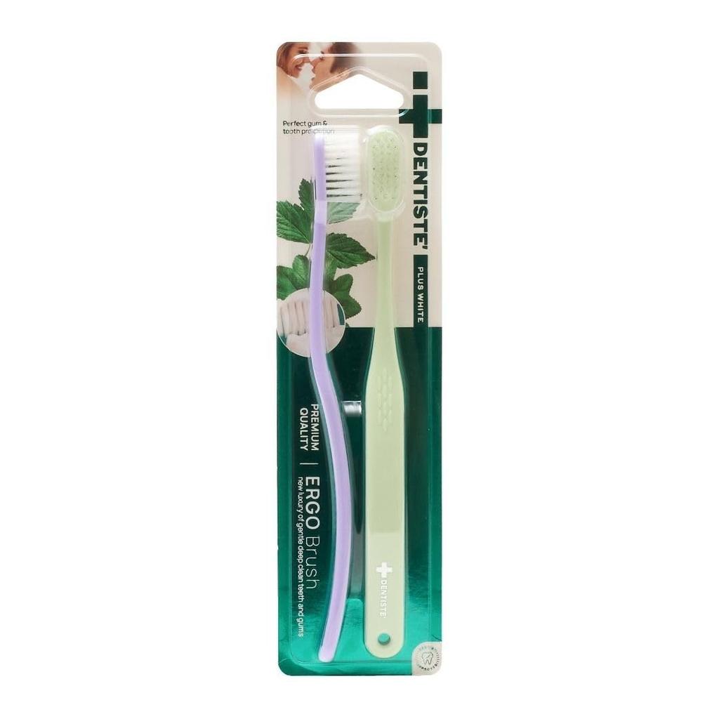 Dentiste Ergo Toothbrush Soft 2-Piece Set, Ultra-Thin Head and Gentle Tapered Bristles for Premium Gum and Oral Care