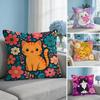 Cute Cartoon Cat Print Cushion Cover Breathable Organic Cushion Covers Machine Washable WrinkleResistant Soft Durable